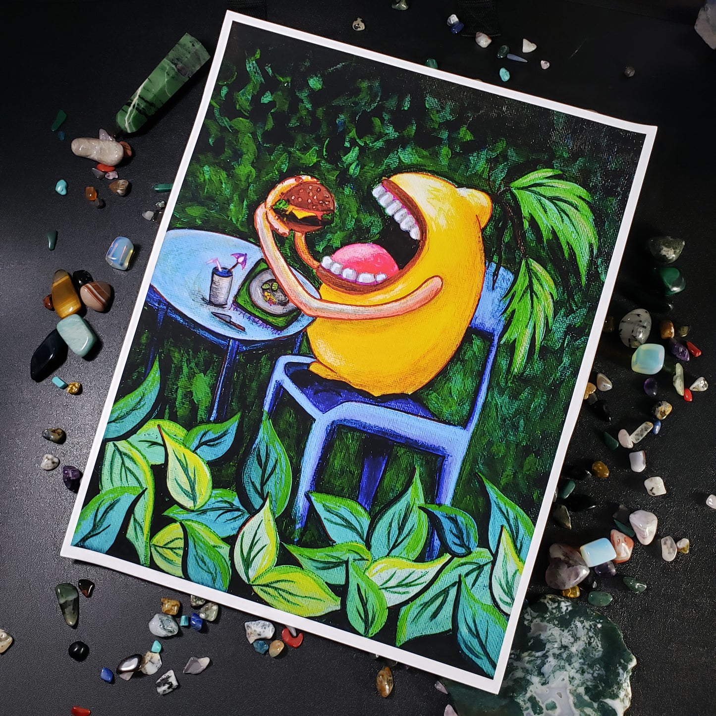 'Lemon Leaf Bed and Burger Breakfast' Print