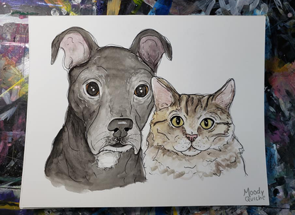Watercolor & Pen Portrait